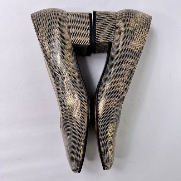 Stuart Weitzman Slip On Snake Embossed Leather Slip On Block Heel Pumps 6.5 AA - Picture 6 of 11